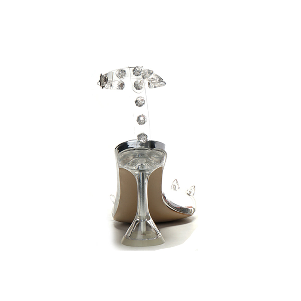 SIEFO Diamante PVC High Heel Naked Sandals - 9cm