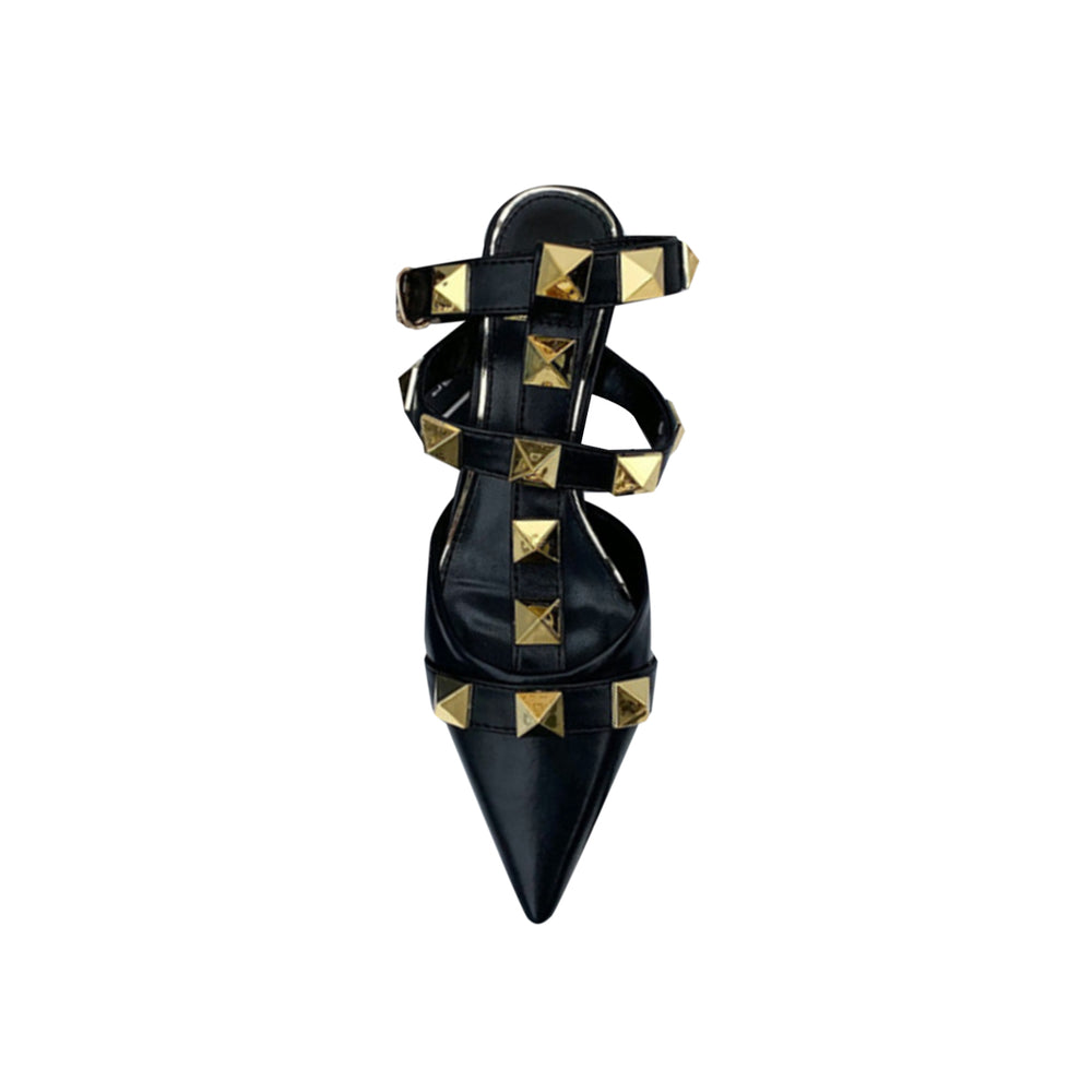 SILUM Studded Ankle Strap Kitten Heel Sandals - 4cm - ithelabel.com