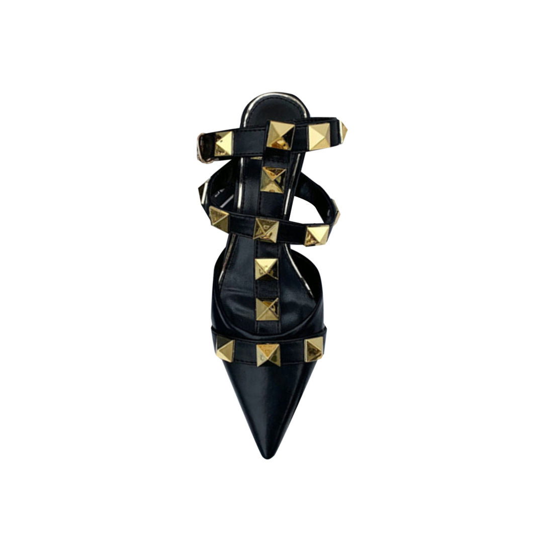 SILUM Studded Ankle Strap Kitten Heel Sandals - 4cm - ithelabel.com