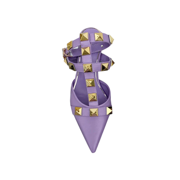 SILUM Studded Ankle Strap Kitten Heel Sandals - 4cm - ithelabel.com
