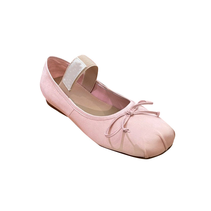 SULOM Bow Embellished Satin Flat Ballet Shoes