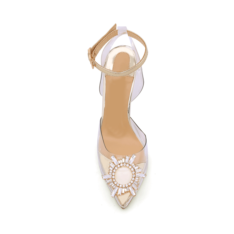 VATOE Diamante Transparent PVC High Heel Naked Sandals - 10cm - ithelabel.com