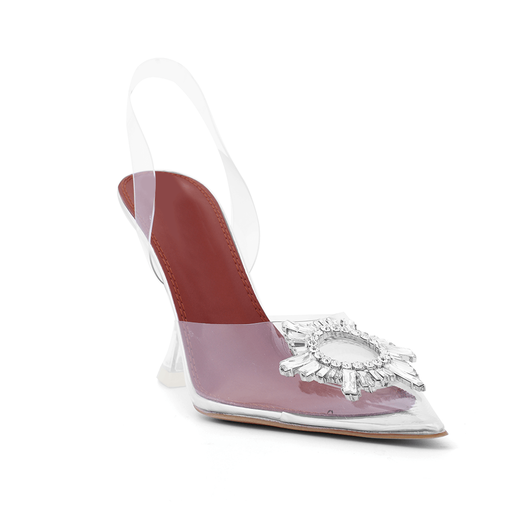 VATOE Diamante Transparent PVC High Heel Naked Sandals - 9cm - ithelabel.com