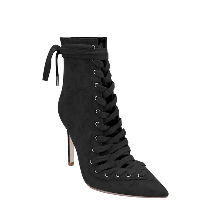 VOILA Lace Up Stiletto Heel Ankle Boots