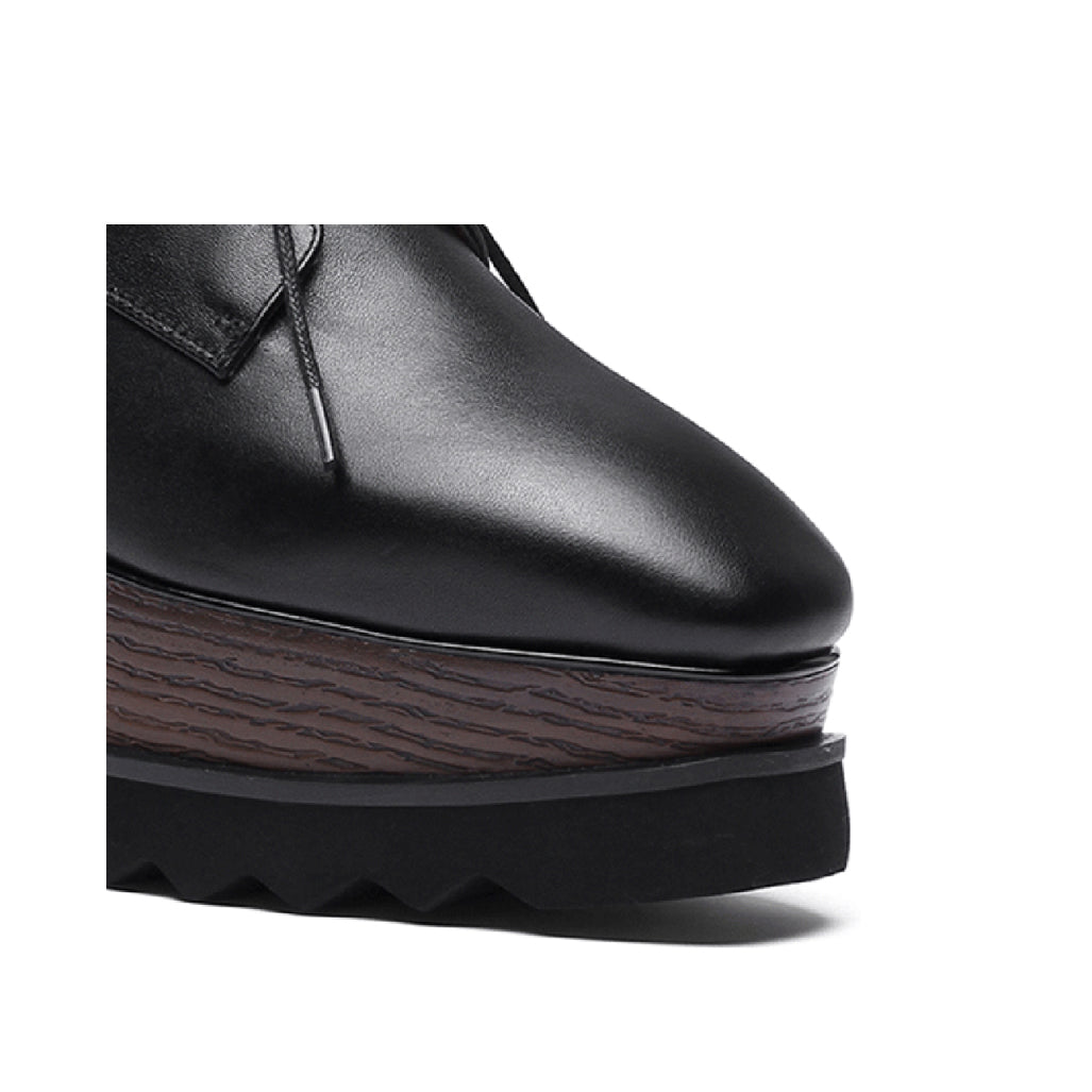 WEMER Lace Up Leather Oxford Platform Sneakers - ithelabel.com