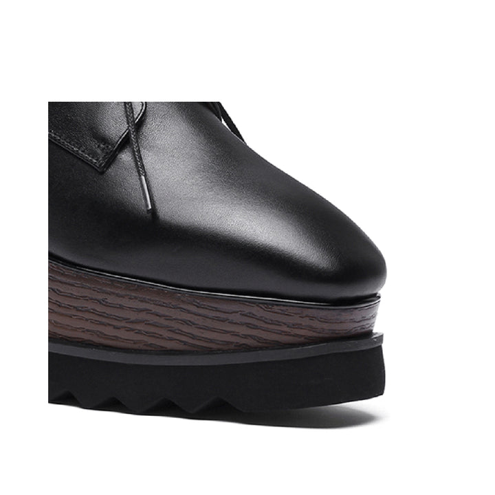WEMER Lace Up Leather Oxford Platform Sneakers - ithelabel.com