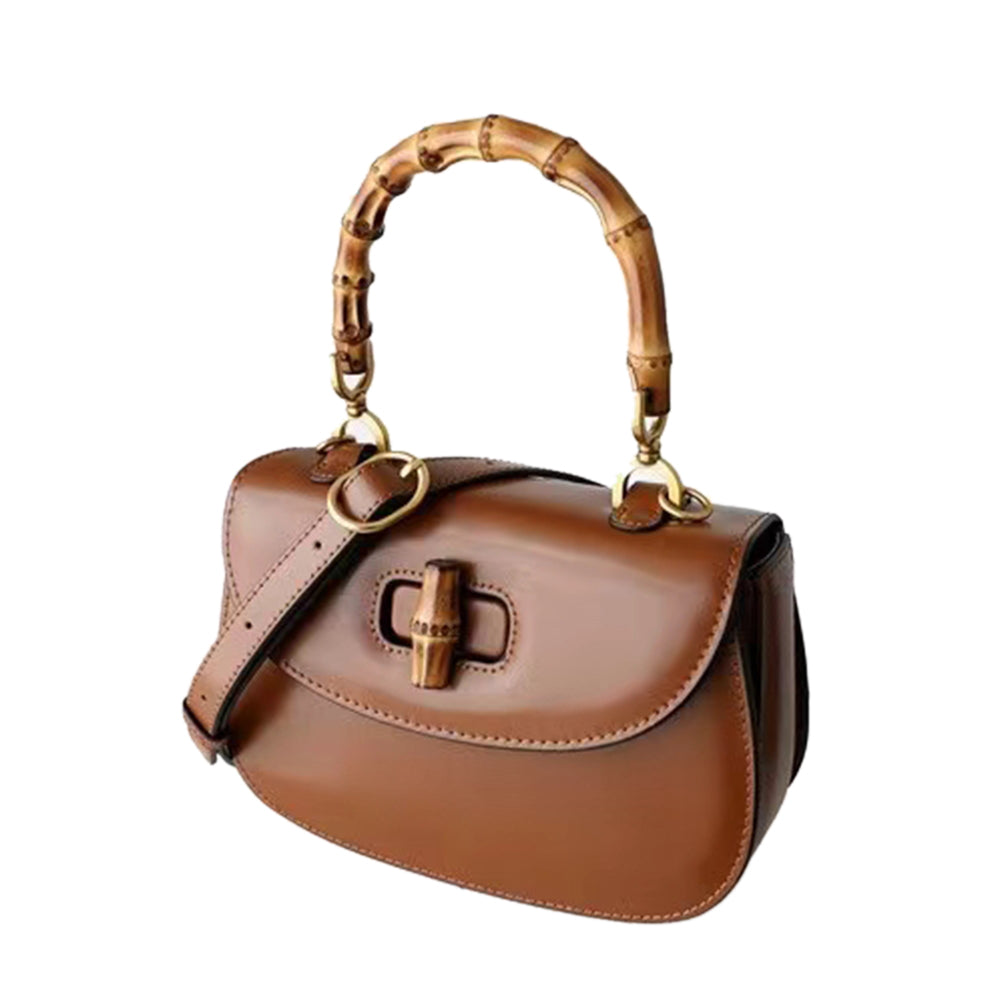 KOMEN Bamboo Lock Leather Tote Bag - Large