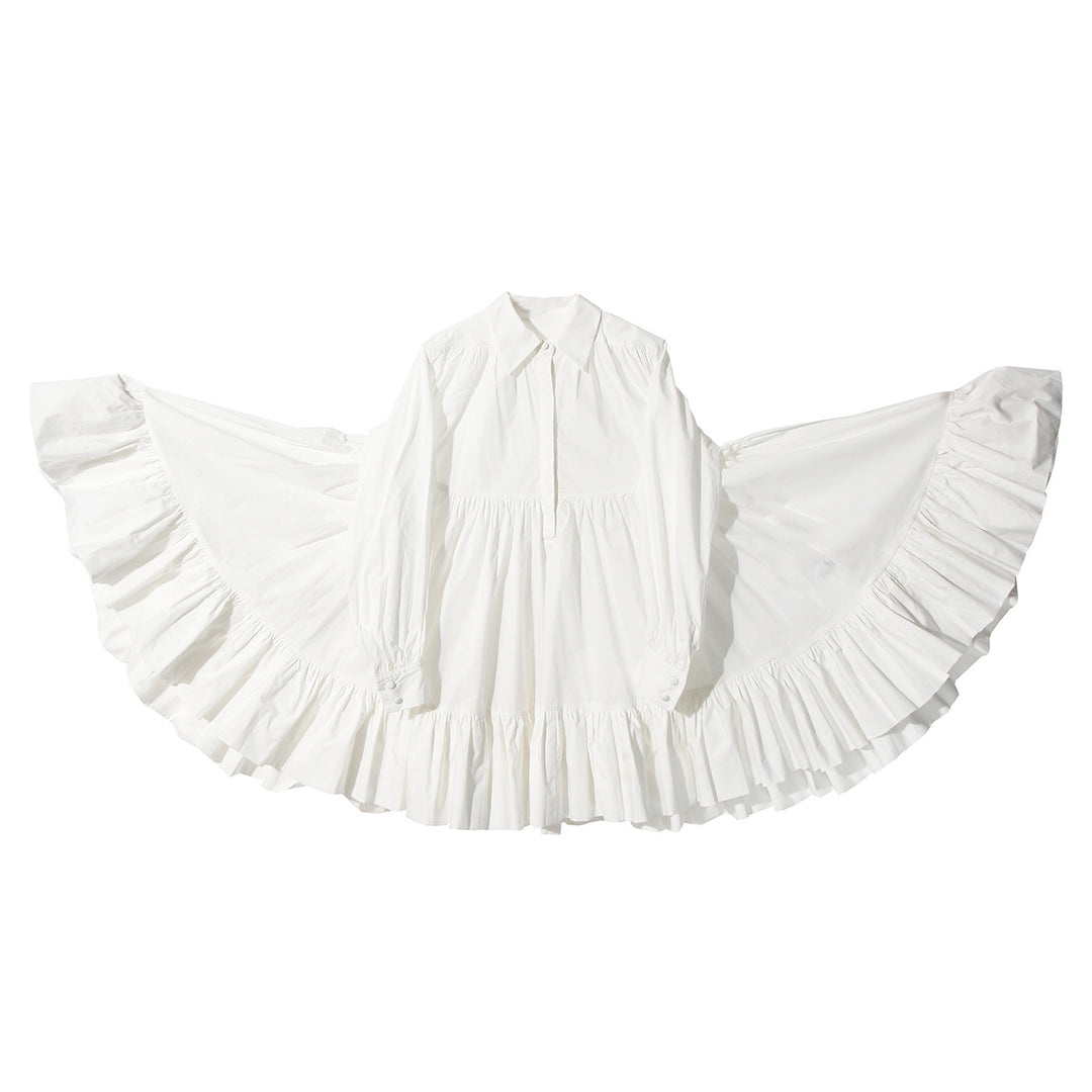 FARIE Ruffled Hem Shirt Dress - ithelabel.com