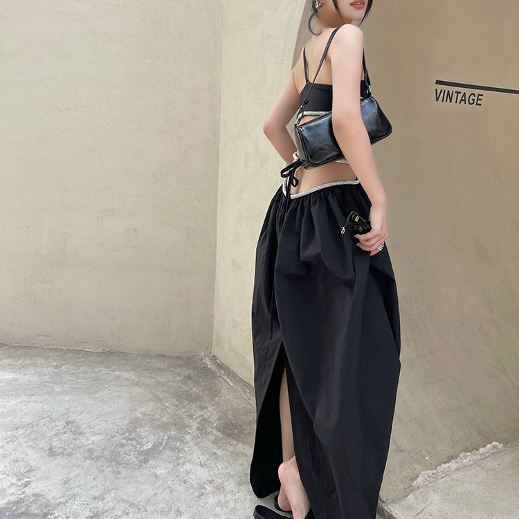 FIEMA Diamante Cut Out Midi Dress - ithelabel.com