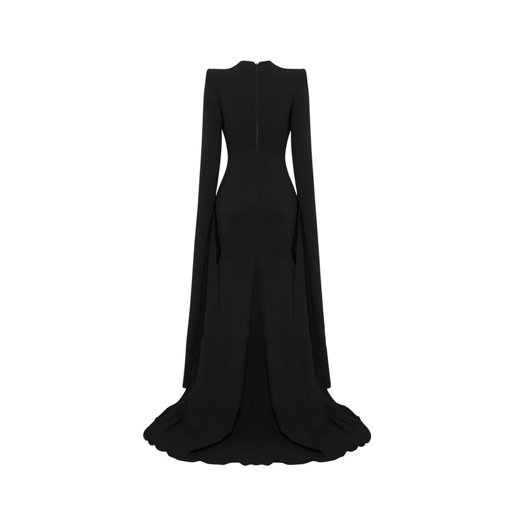 Black FREDO Deep V Evening Dress Gown | i The Label – I The Label