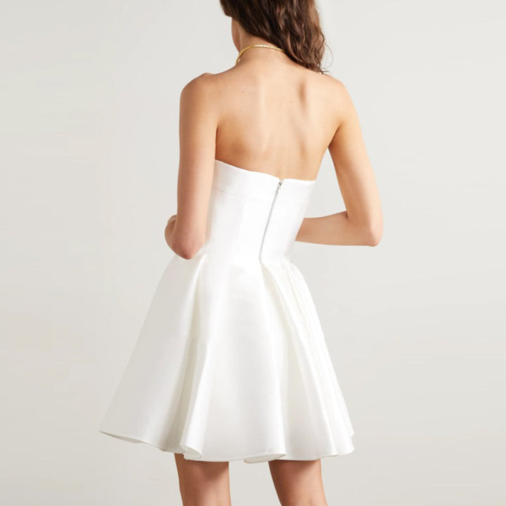 HUEMA Fold Hem Mini Tube Evening Dress Gown
