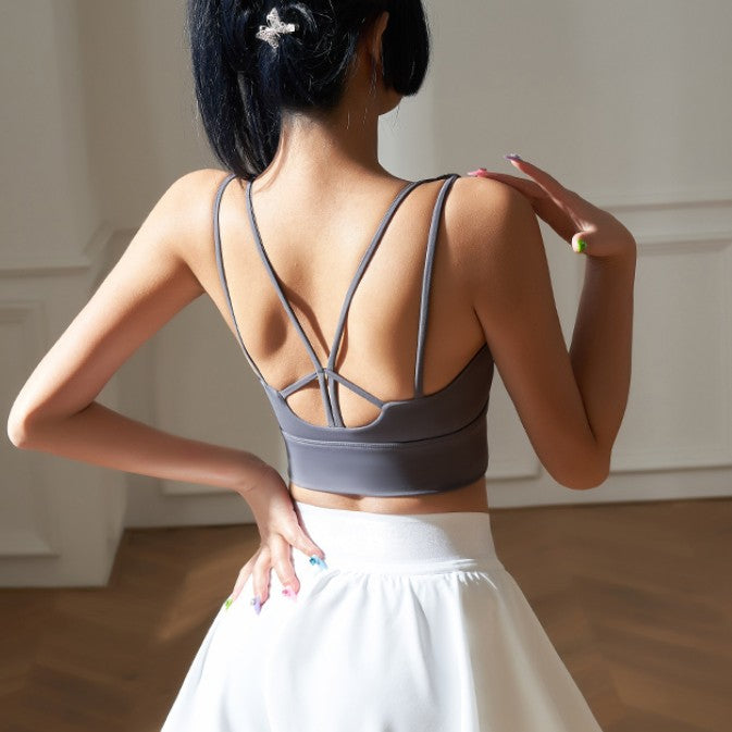 LARKI Yoga Pilates Backless Fitted Sports Bra