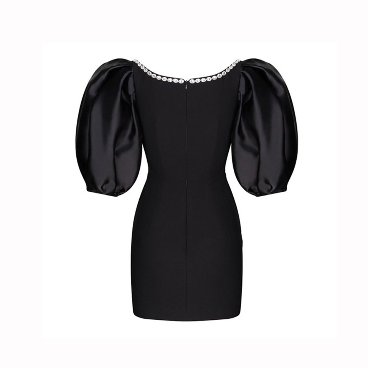 Black LINRA Puff Sleeves Mini Evening Dress Gown | i The Label – I The ...