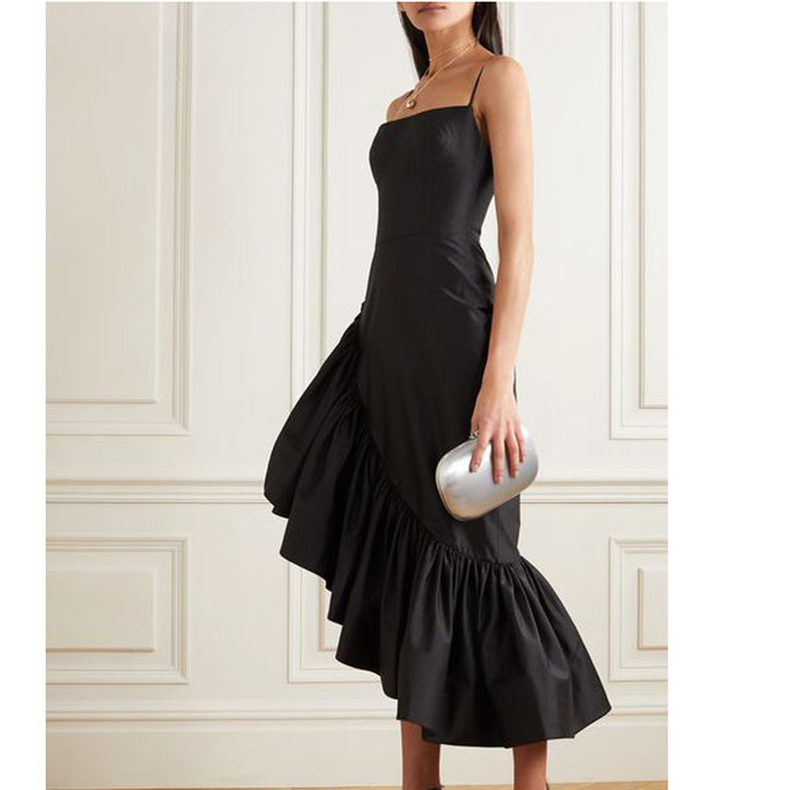 MIRIA Ruffled Asymmetric Hem Evening Dress Gown