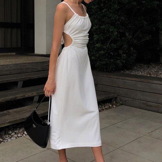 womens cut out midi dress Red One Shoulder Cut Out Midi Dress