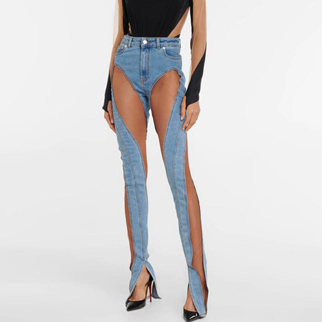 SUDRE See-Through Flared Jeans