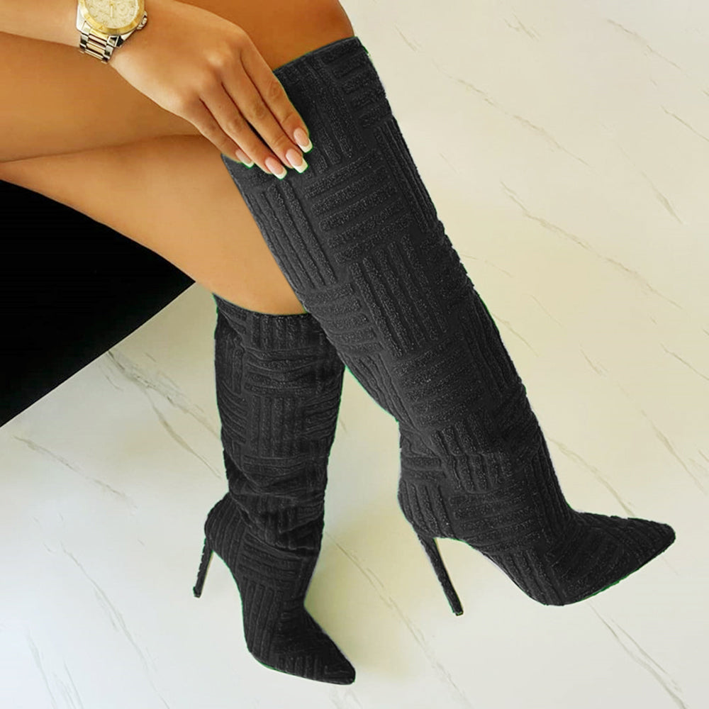 Ubuy Stiletto Heel Over The Knee Boots Black BAKIU Stiletto Heel