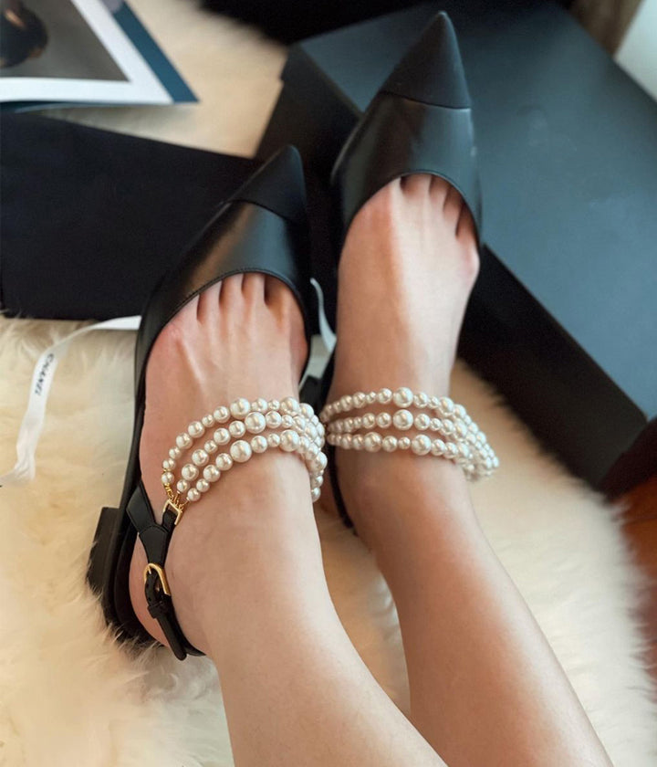 DERPA Ankle Pearl Flat Sandals