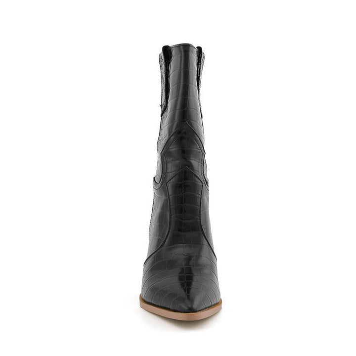 GESA Sculptured Heel Western Cowboy Ankle Boots - ithelabel.com