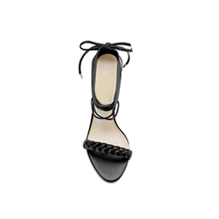HINDE Braided Lace Up Mid Heel Sandals - 8cm - ithelabel.com