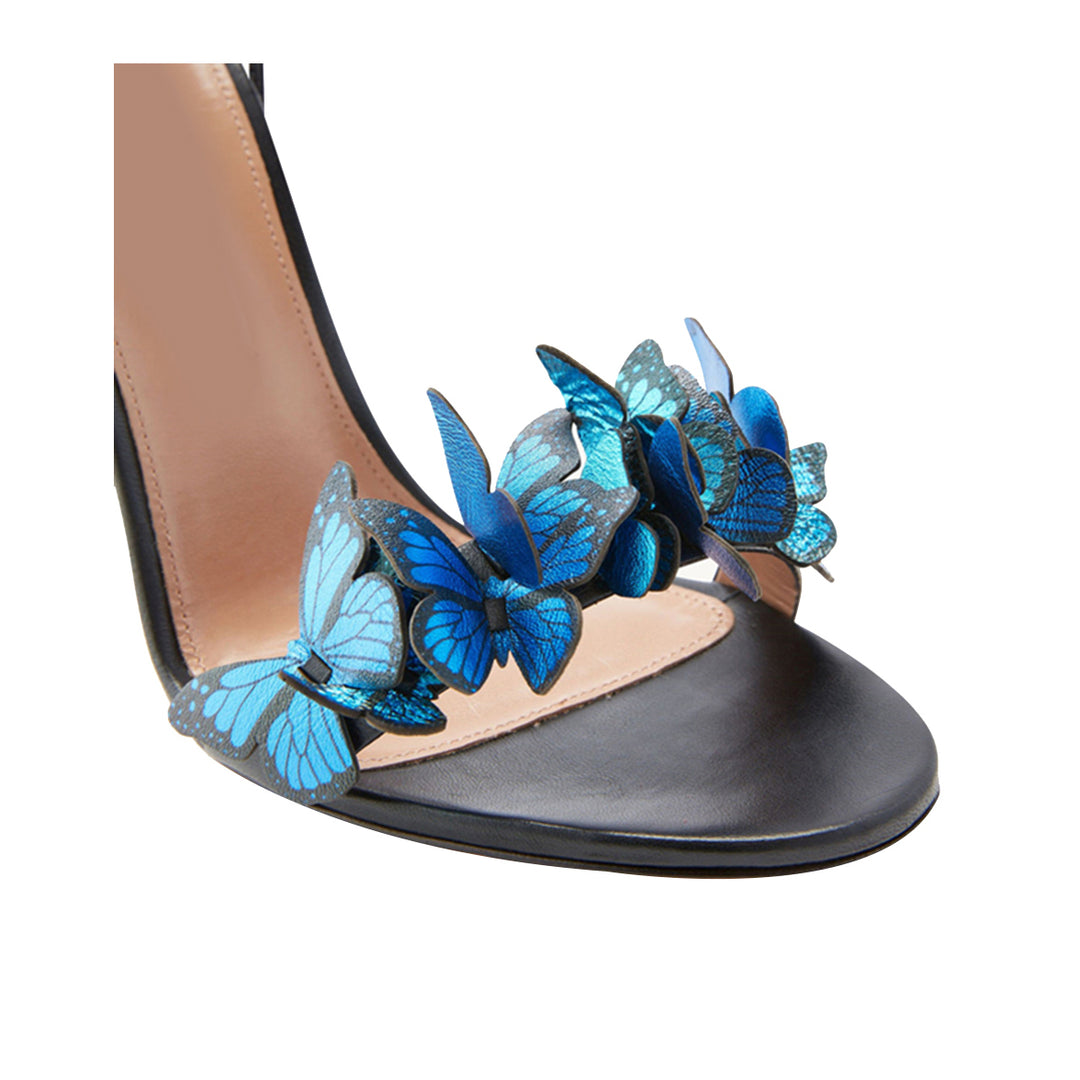 JESYE Butterfly Embellished Lace Up Mid Heel Sandals - 7.5cm - ithelabel.com