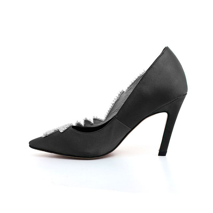KATTA Beaded Sequinned Leaf High Heel Satin Pumps - 9cm