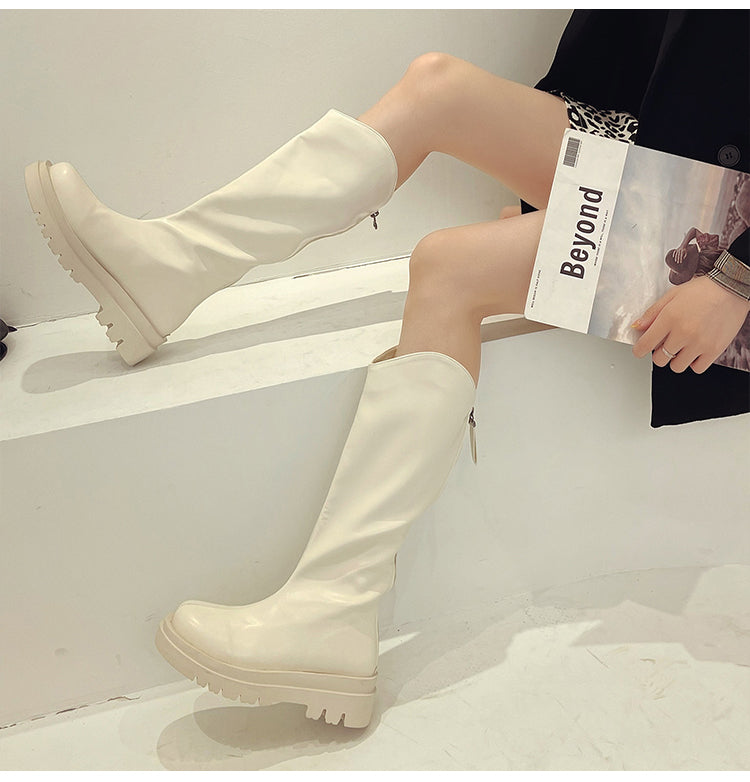 LIRUA Leather Platform Knee High Boots