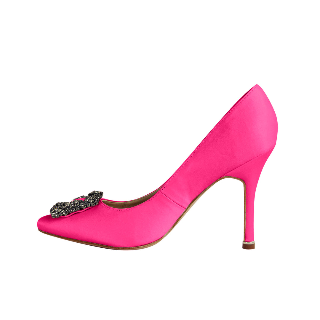 MIRKO Diamante Embellished Satin Pumps - ithelabel.com