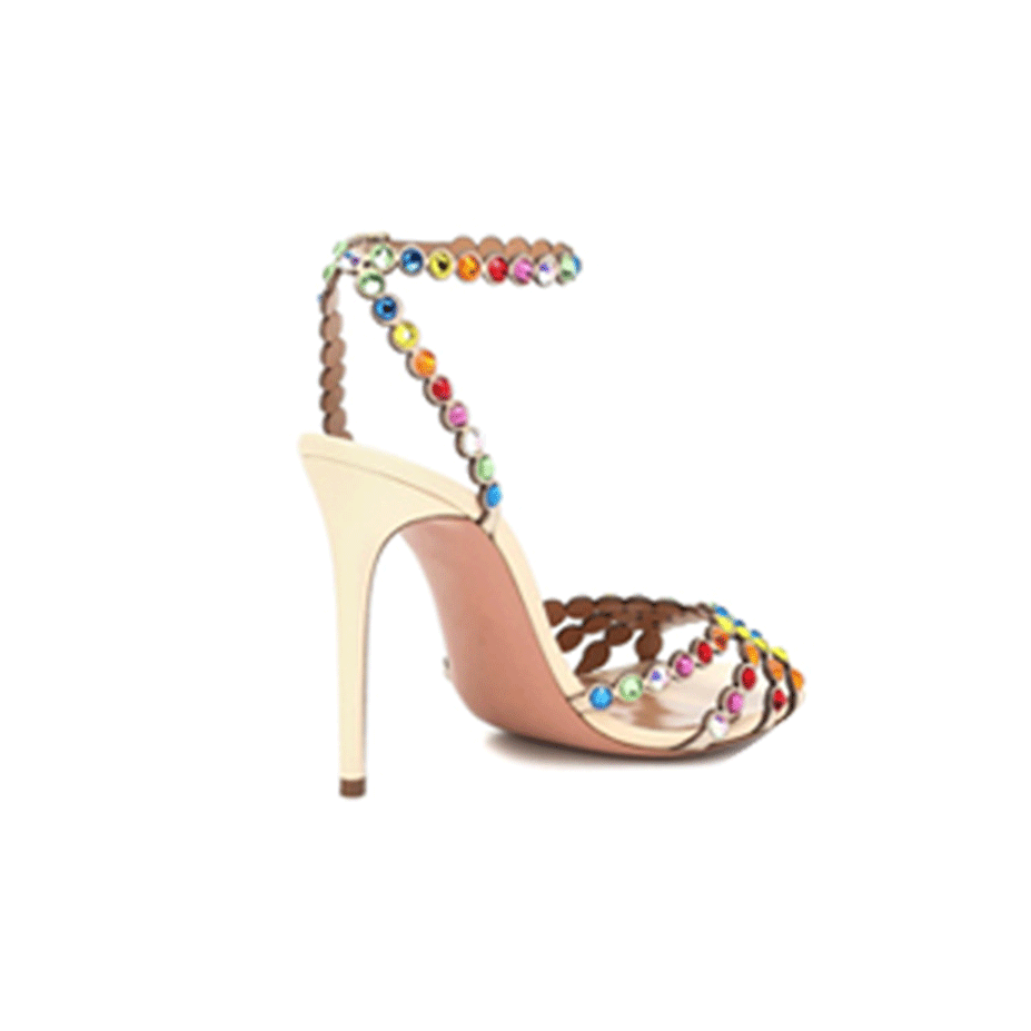 NICHA Diamante Ankle Strap Suede High Heel Sandals - 10cm - ithelabel.com