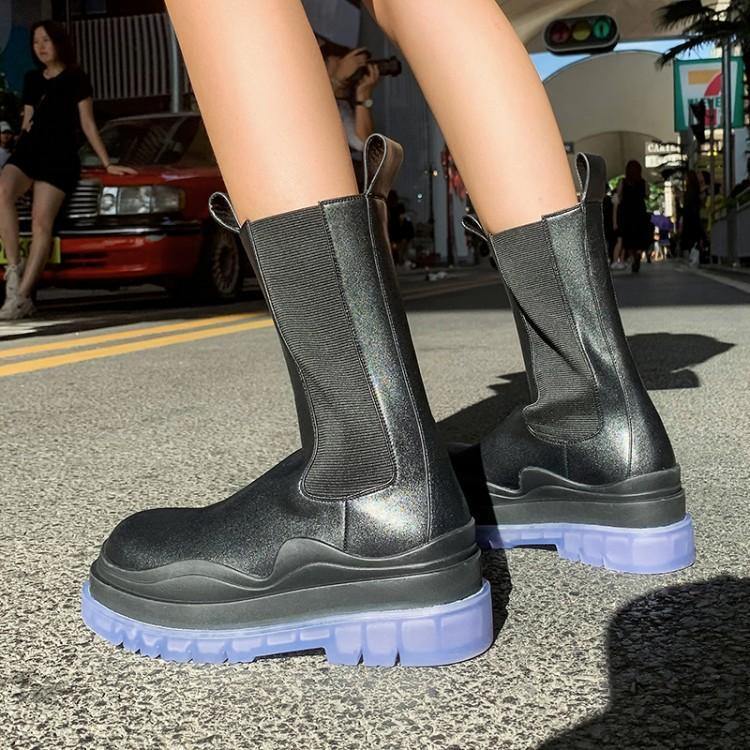 PAULA Basic Bi-Color Leather Ankle Boots - ithelabel.com