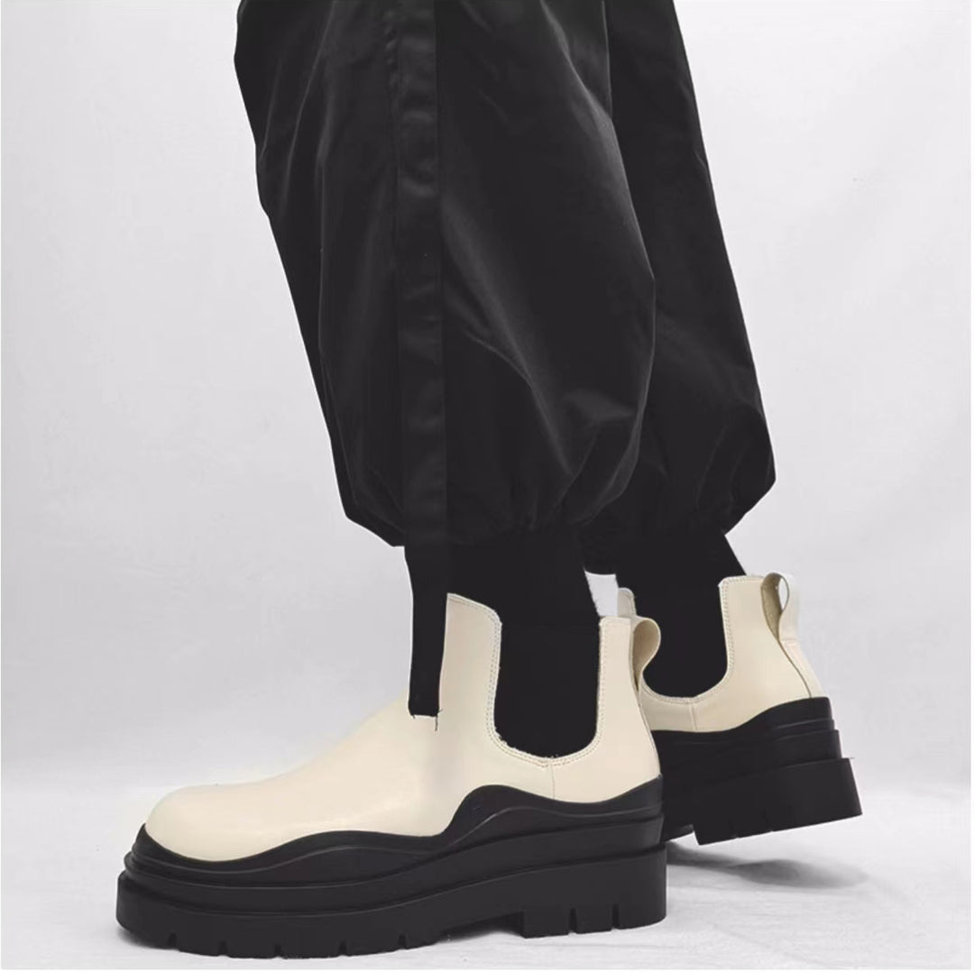 PAULA Bi-Color Leather Ankle Boots