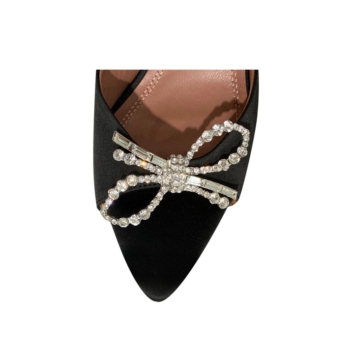 RAFAL Diamante Bow Satin Mules Sandals