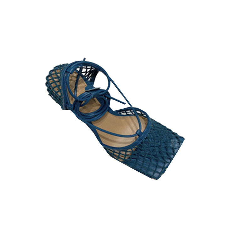 RAHOR Lace Up Fishnet High Heel Sandals