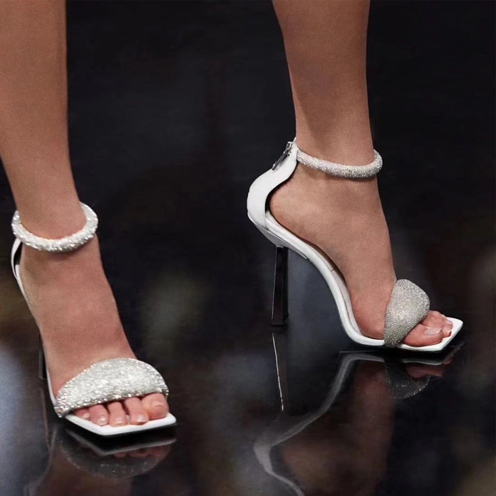 ROCIE Diamante Mid Heel Sandals