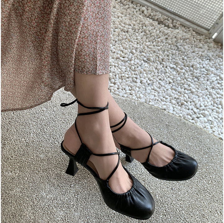 RODRE Lace Up Mid Heel Sandals