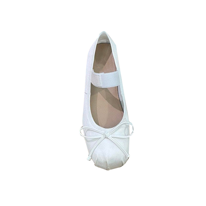 SULOM Bow Embellished Satin Flat Ballet Shoes