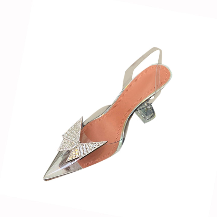 VATOE Diamante Butterfly PVC High Heel Sandals - 9cm