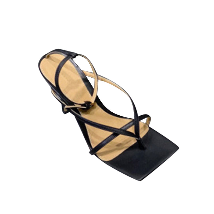 RISOY Ankle Strap Leather High Heel Flip Flop Sandals - ithelabel.com