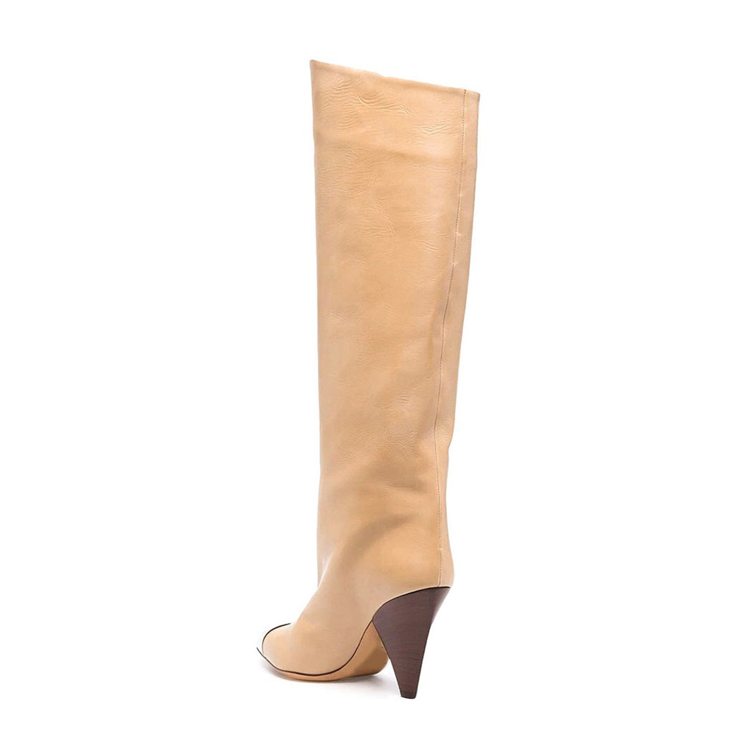 CARIF Metal Plated Leather Knee High Boots
