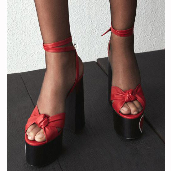 DONIO Printed Block Heel Platform Sandals