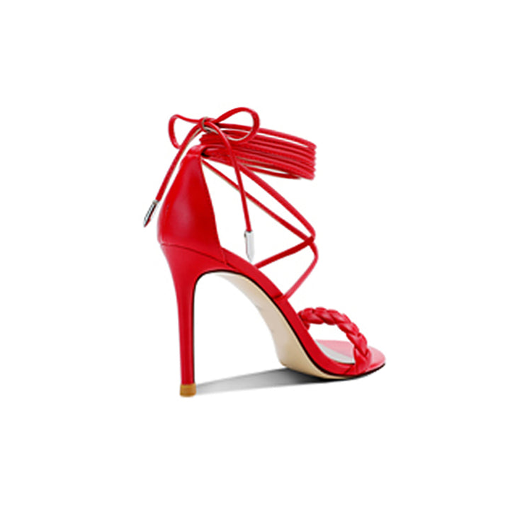 HINDE Braided Lace Up High Heel Sandals - 10cm - ithelabel.com