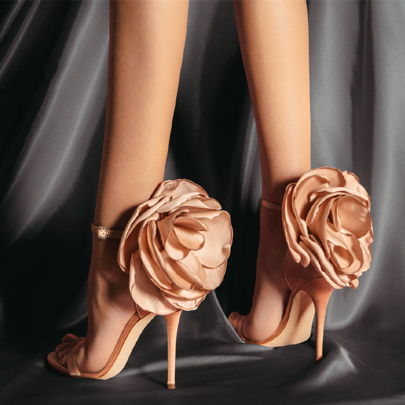 JUANE Flower Embellished High Heel Sandals - 9.5cm