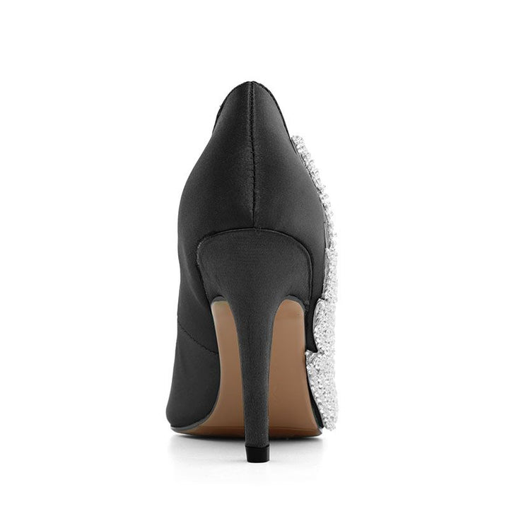 KATTA Beaded Sequinned Leaf High Heel Satin Pumps - 9cm