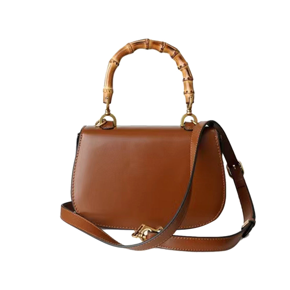 KOMEN Bamboo Lock Leather Tote Bag - Large