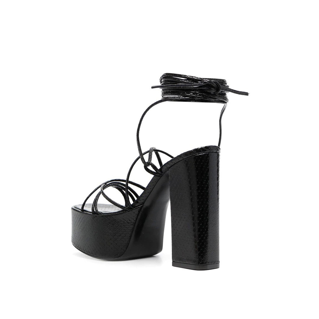 KYLER Lace Up Leather High Heel Platform Sandals