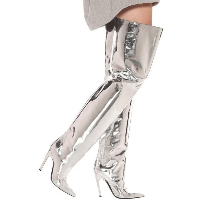 LONDA Stiletto Heel Patent Leather Over The Knee Boots