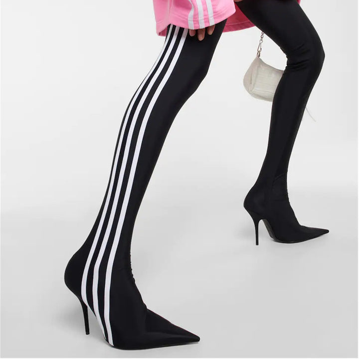 MAWEL Striped High Heel Over The Knee Boots