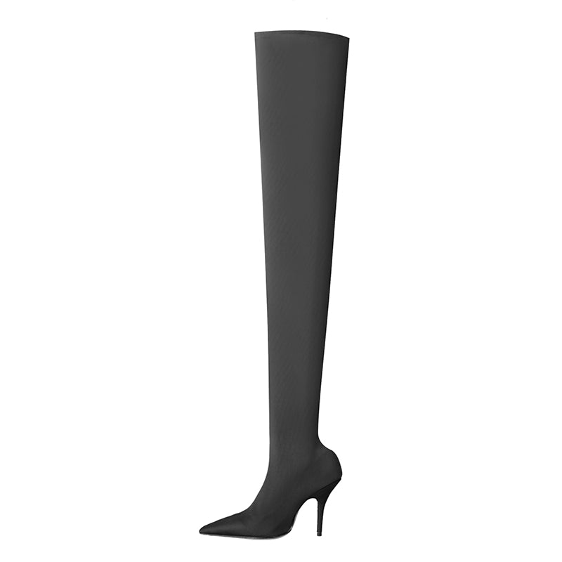 NELLE Super Pointed Toe Basic Over The Knee Sock Boots