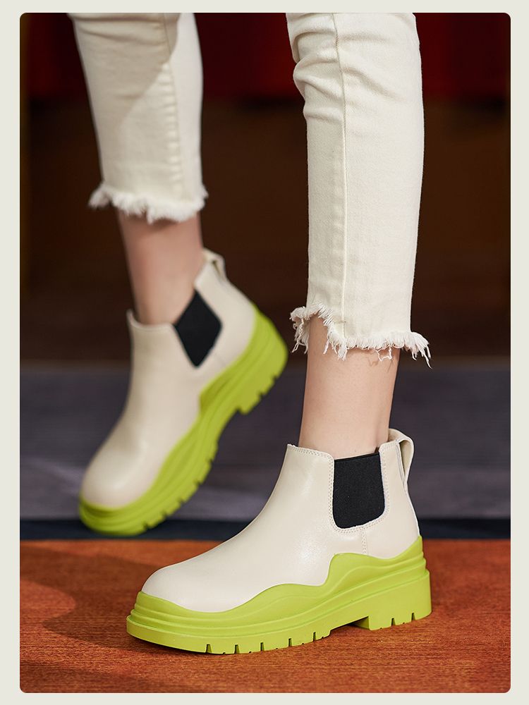 PAULA Tri-Color Leather Ankle Boots