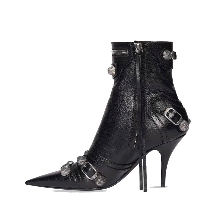 RETHA Studded And Buckled Leather Ankle Boots